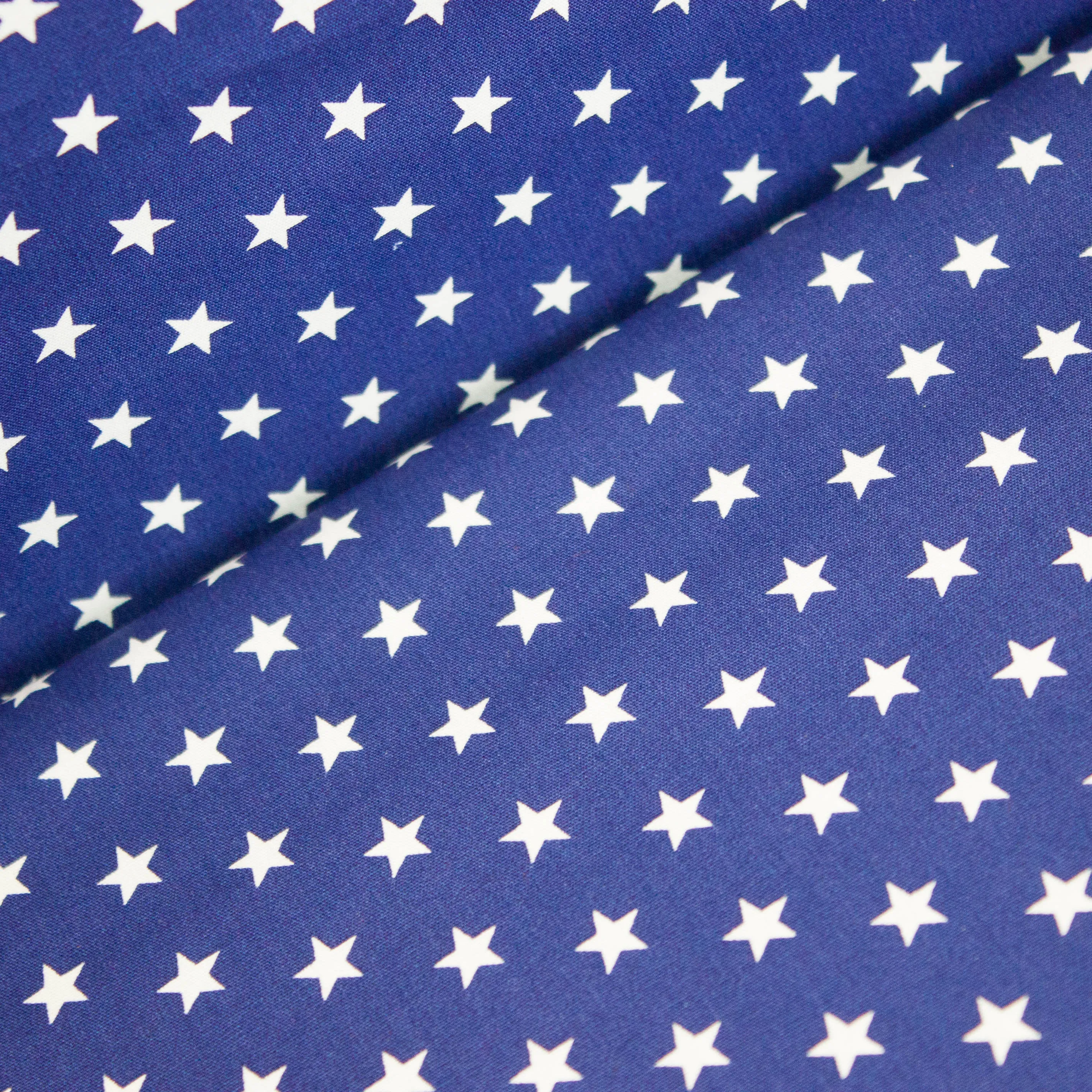 Katoen blauw met witte sterren